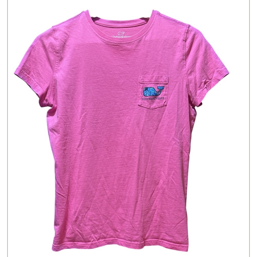 Vineyard Vines Bright Pink Tee with Blue Whale